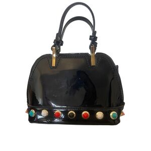 Stylish Black Handbag with Colorful Accents